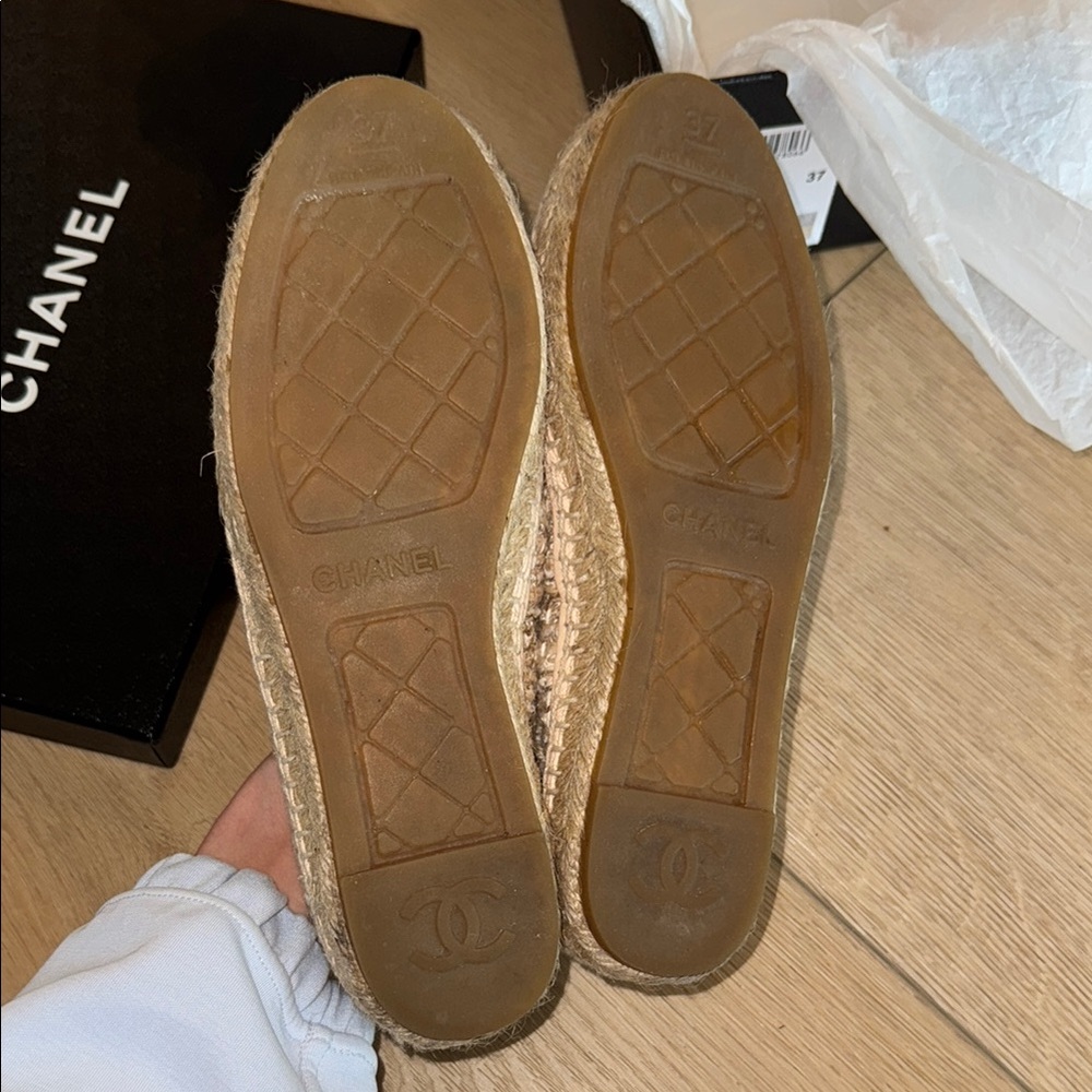 CHANEL Cream Beige Tweed Espadrilles size 37 - Picture 8 of 13